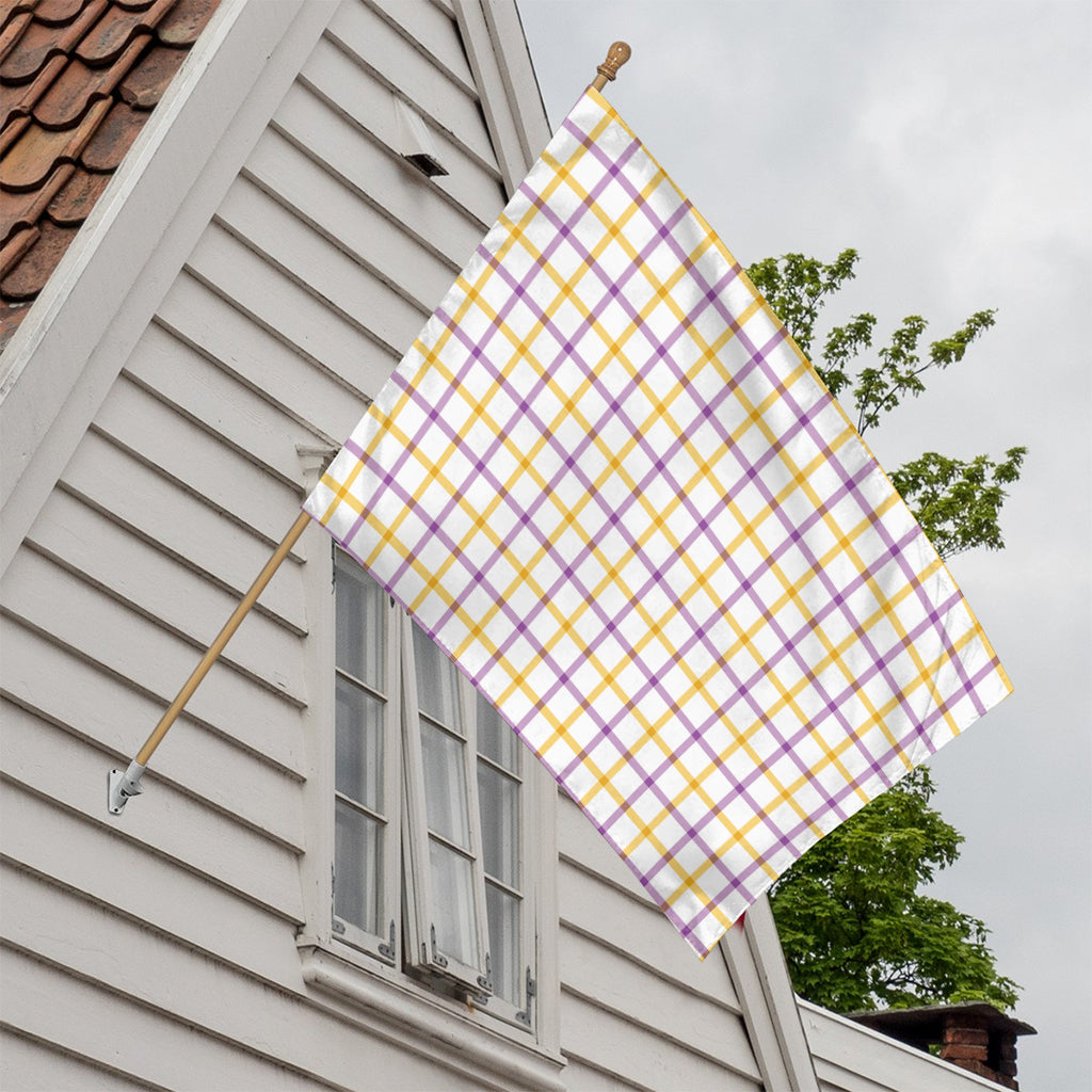 Yellow And Purple Tattersall Print House Flag