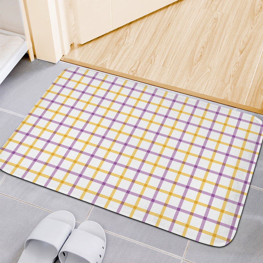 Yellow And Purple Tattersall Print Indoor Door Mat