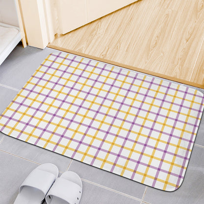 Yellow And Purple Tattersall Print Indoor Door Mat
