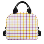 Yellow And Purple Tattersall Print Insulated Lunch Bag
