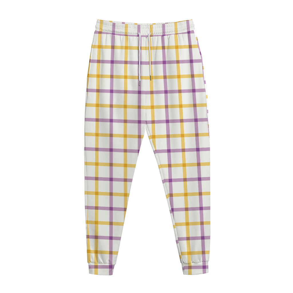 Yellow And Purple Tattersall Print Jogger Pants