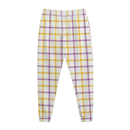 Yellow And Purple Tattersall Print Jogger Pants