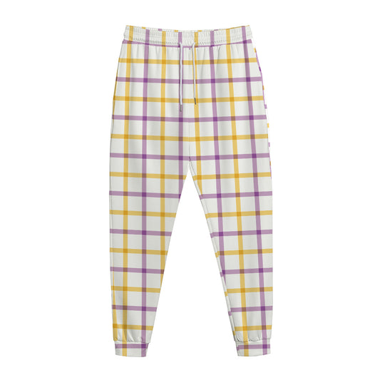 Yellow And Purple Tattersall Print Jogger Pants
