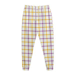 Yellow And Purple Tattersall Print Jogger Pants