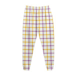 Yellow And Purple Tattersall Print Jogger Pants