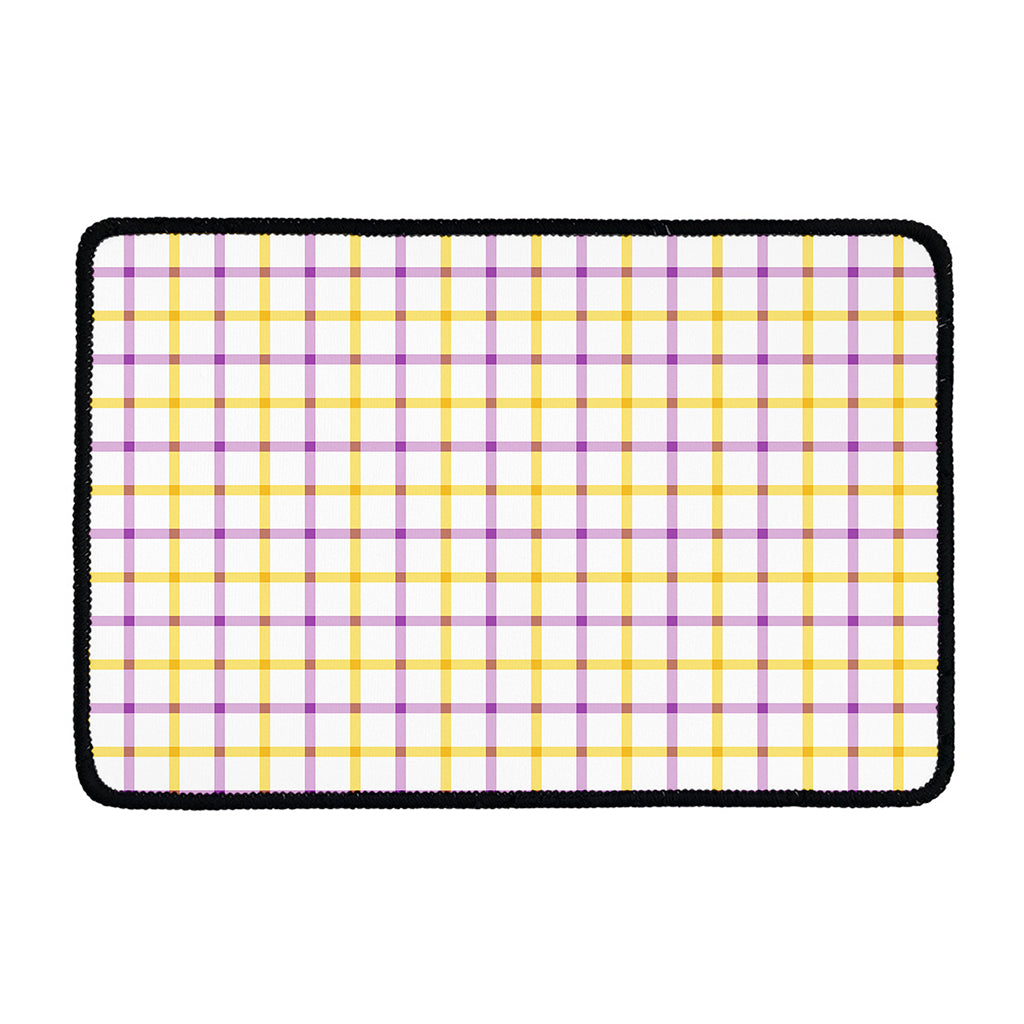 Yellow And Purple Tattersall Print Kitchen Mat