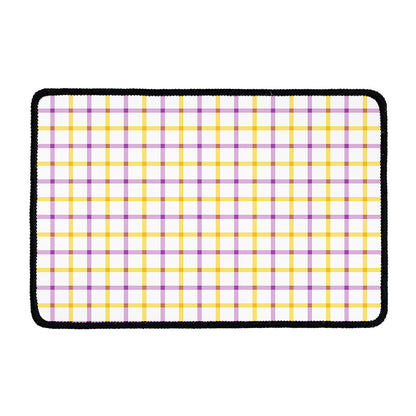 Yellow And Purple Tattersall Print Kitchen Mat