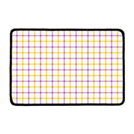 Yellow And Purple Tattersall Print Kitchen Mat