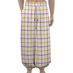 Yellow And Purple Tattersall Print Lantern Pants