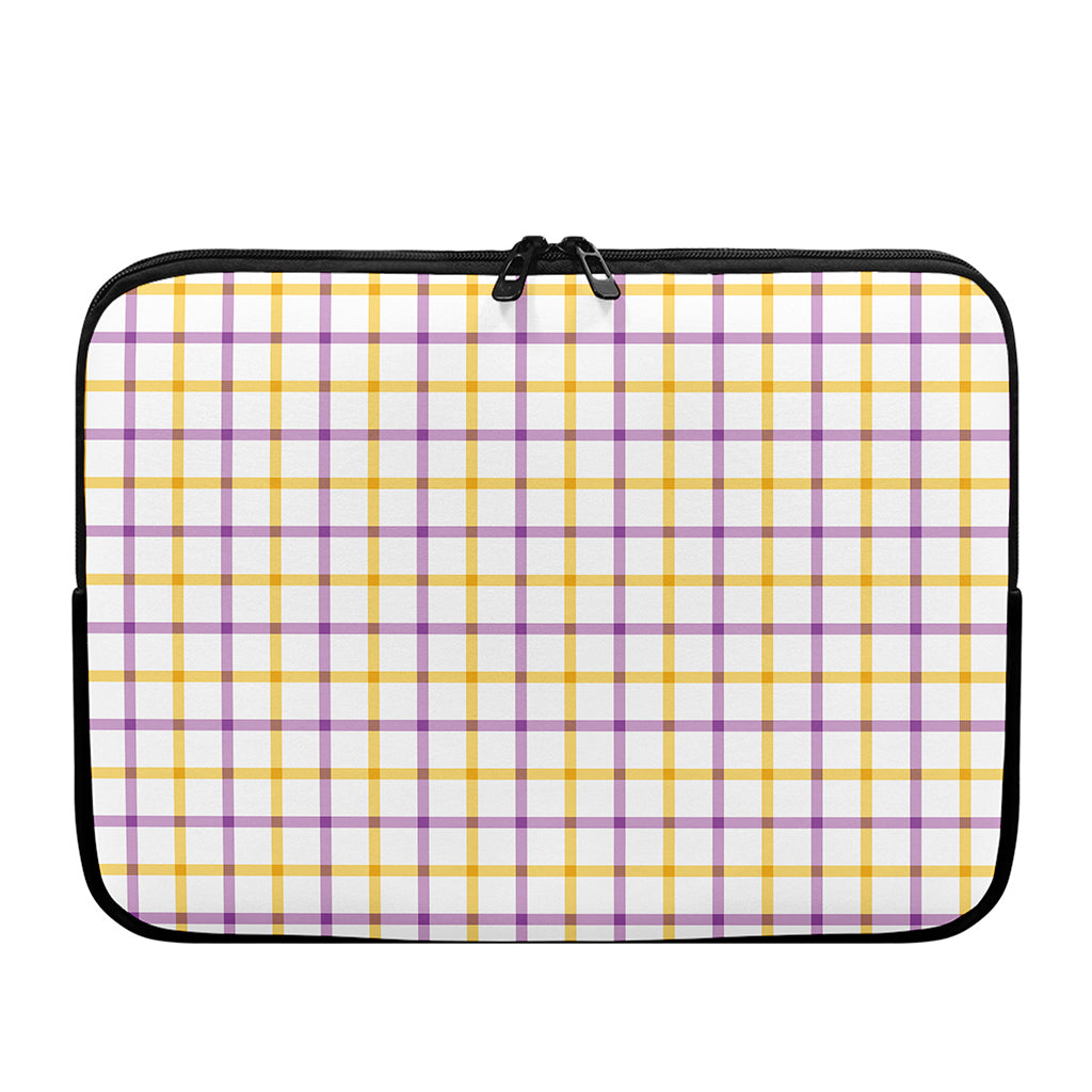 Yellow And Purple Tattersall Print Laptop Sleeve