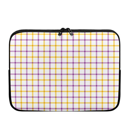 Yellow And Purple Tattersall Print Laptop Sleeve
