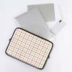 Yellow And Purple Tattersall Print Laptop Sleeve