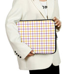 Yellow And Purple Tattersall Print Laptop Sleeve