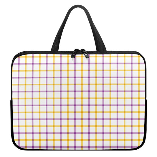Yellow And Purple Tattersall Print Laptop Sleeve With Handle