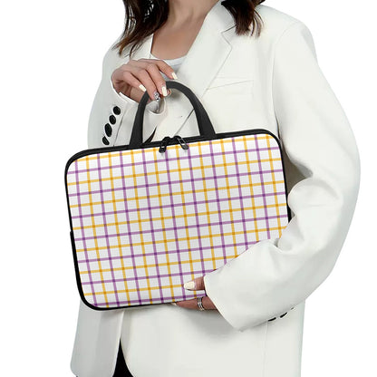 Yellow And Purple Tattersall Print Laptop Sleeve With Handle