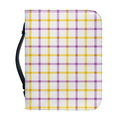 Yellow And Purple Tattersall Print Leather Bible Cover