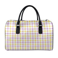 Yellow And Purple Tattersall Print Leather Duffel Bag