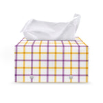 Yellow And Purple Tattersall Print Leather Tissue Box Cover