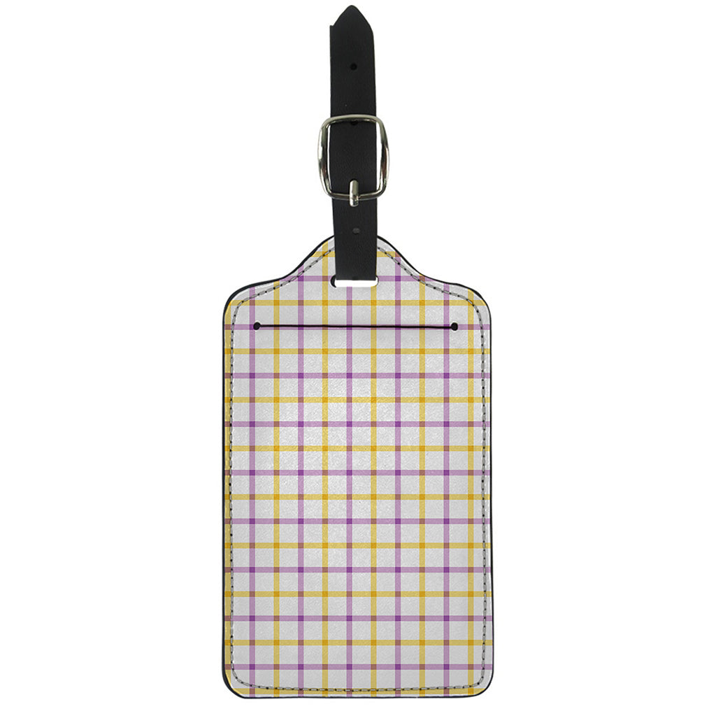 Yellow And Purple Tattersall Print Luggage Tag