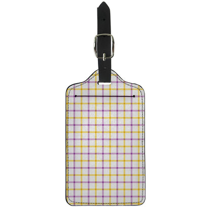 Yellow And Purple Tattersall Print Luggage Tag