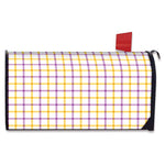 Yellow And Purple Tattersall Print Mailbox Cover