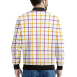 Yellow And Purple Tattersall Print Men's Bomber Jacket