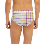 Yellow And Purple Tattersall Print Men's Briefs