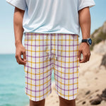 Yellow And Purple Tattersall Print Men's Cargo Shorts