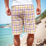 Yellow And Purple Tattersall Print Men's Cargo Shorts