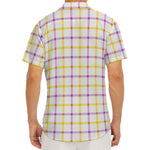 Yellow And Purple Tattersall Print Men's Deep V-Neck Shirt