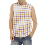 Yellow And Purple Tattersall Print Men's Fitness Tank Top