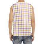 Yellow And Purple Tattersall Print Men's Fitness Tank Top