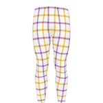 Yellow And Purple Tattersall Print Men's leggings