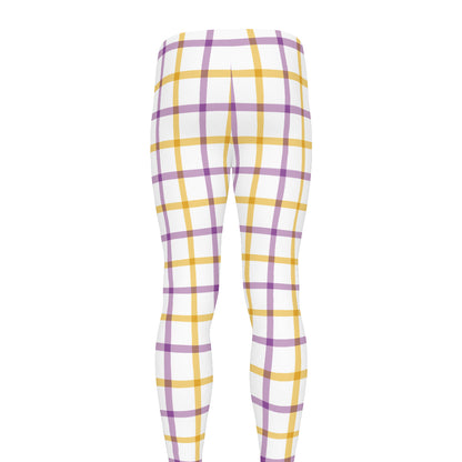 Yellow And Purple Tattersall Print Men's leggings
