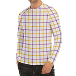 Yellow And Purple Tattersall Print Men's Long Sleeve Rash Guard