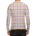 Yellow And Purple Tattersall Print Men's Long Sleeve Rash Guard
