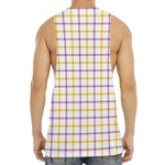 Yellow And Purple Tattersall Print Men's Muscle Tank Top