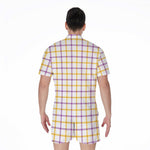 Yellow And Purple Tattersall Print Men's Rompers