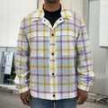 Yellow And Purple Tattersall Print Men's Shirt Jacket