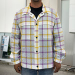 Yellow And Purple Tattersall Print Men's Shirt Jacket