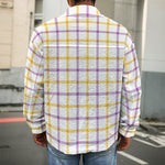 Yellow And Purple Tattersall Print Men's Shirt Jacket