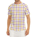 Yellow And Purple Tattersall Print Men's Short Sleeve Rash Guard