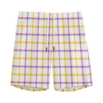 Yellow And Purple Tattersall Print Men's Sports Shorts