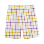 Yellow And Purple Tattersall Print Men's Sports Shorts