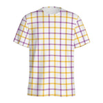 Yellow And Purple Tattersall Print Men's Sports T-Shirt