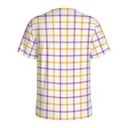 Yellow And Purple Tattersall Print Men's Sports T-Shirt