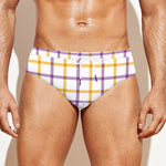 Yellow And Purple Tattersall Print Men's Swim Briefs