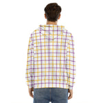 Yellow And Purple Tattersall Print Men's Velvet Pullover Hoodie
