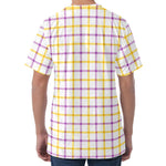 Yellow And Purple Tattersall Print Men's Velvet T-Shirt