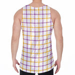Yellow And Purple Tattersall Print Men's Velvet Tank Top